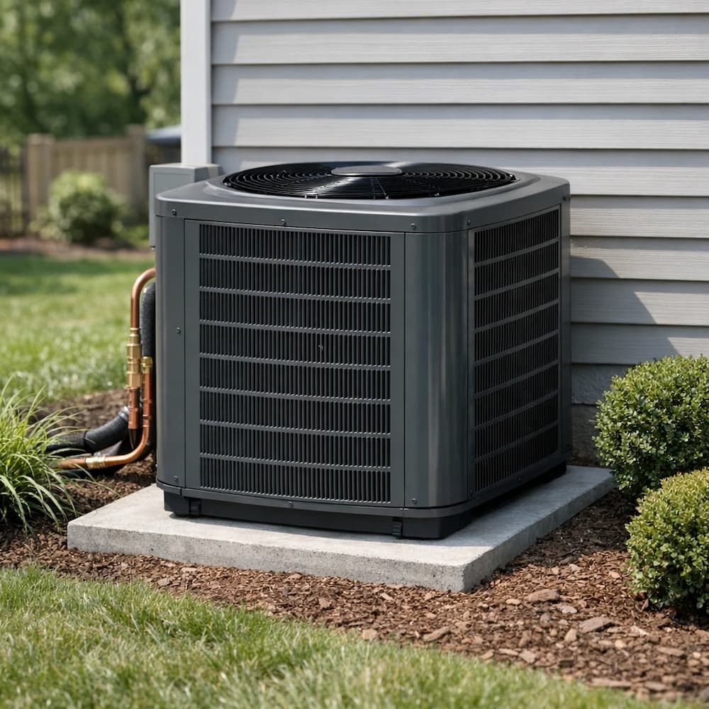 Central AC service and repair Outdoor central air conditioning unit being serviced