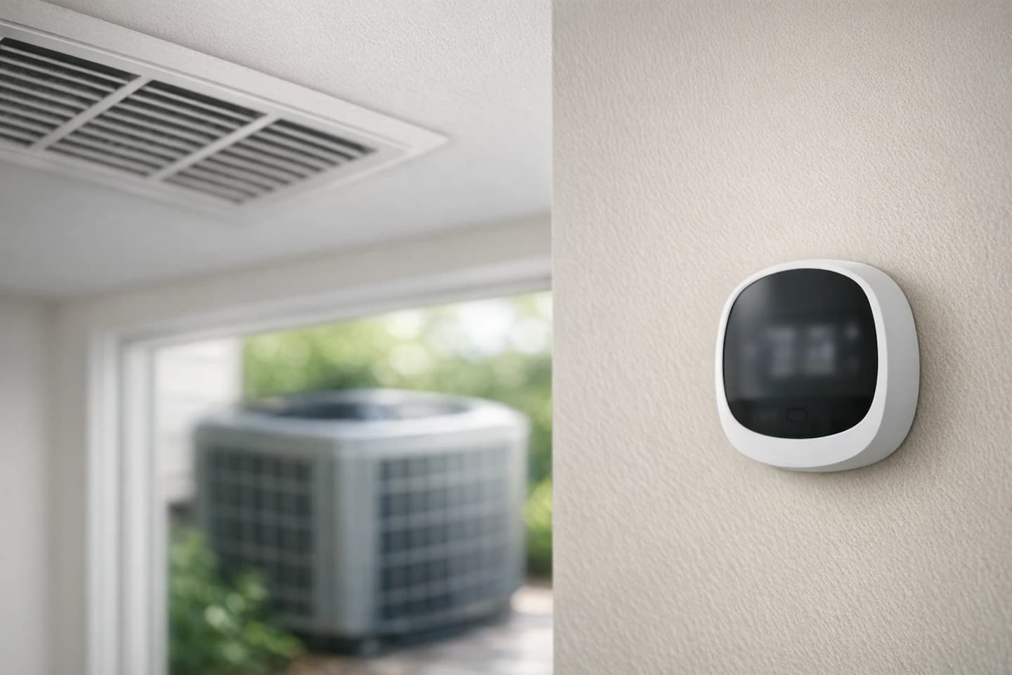 Common HVAC comfort issues and symptoms Thermostat and airflow vent details in a modern home interior